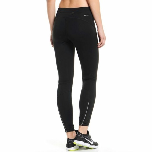 NWT NIKE WOMEN'S DRI-FIT THERMAL RUNNING PANTS Black Large - Picture 2 of 2